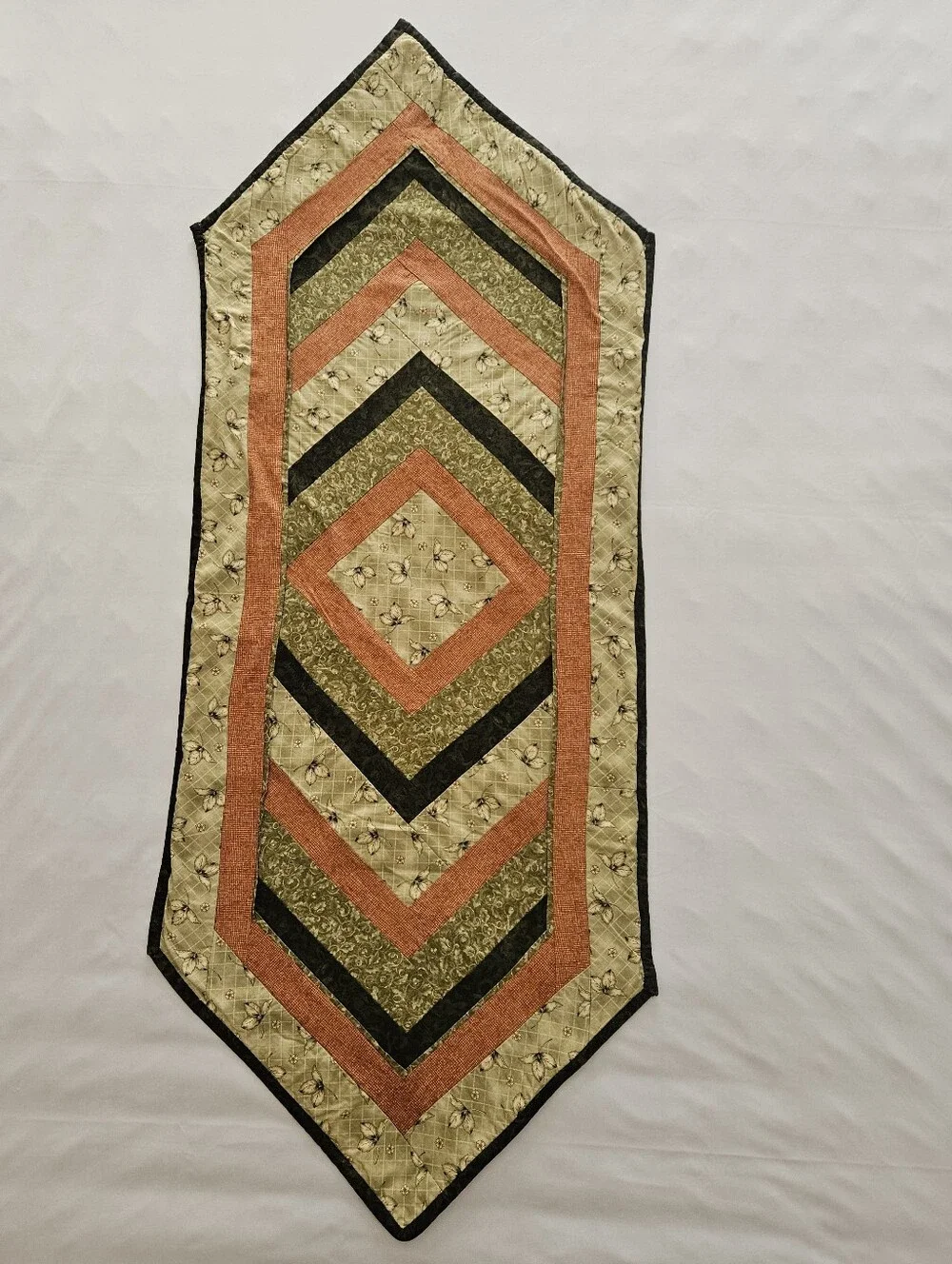 Handmade Quilted Patchwork Table Runner Sage Rust Floral 52